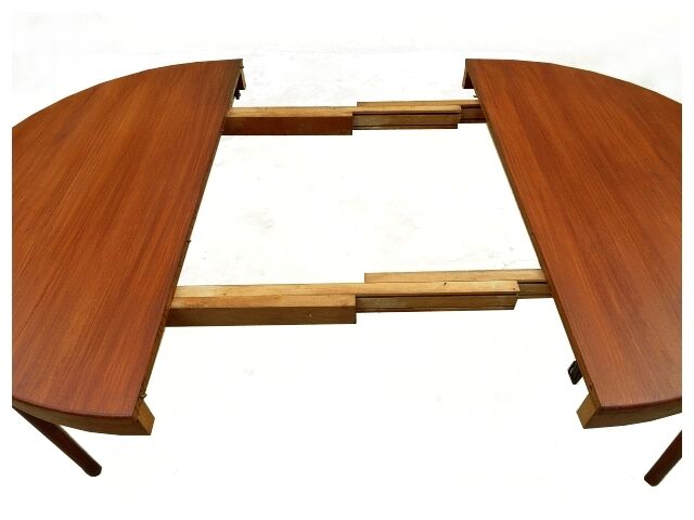 Scandinavian teak round dining table by Paris, tv furniture 1960