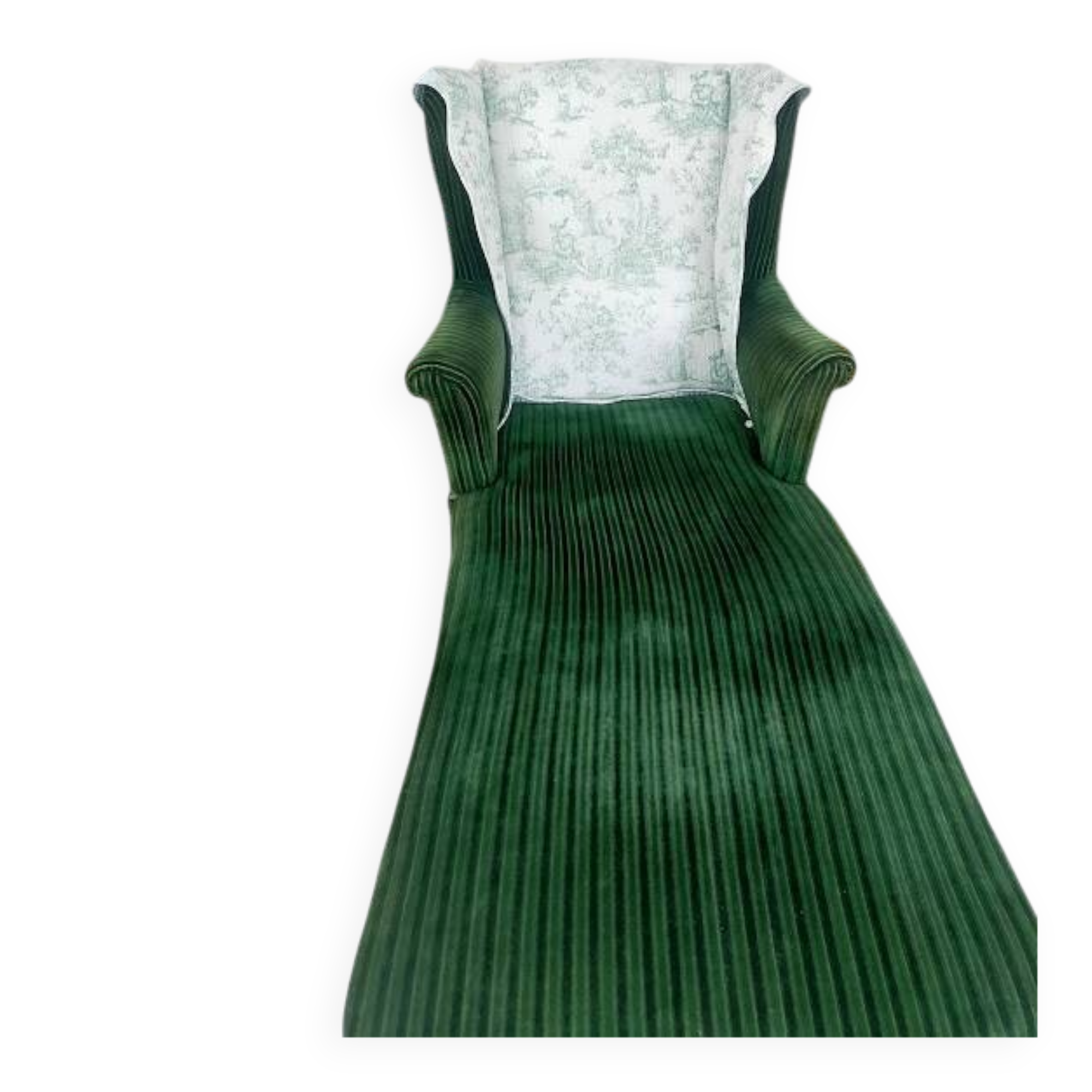A Napoleon III style Méridienne, green velvet from the 1930s.