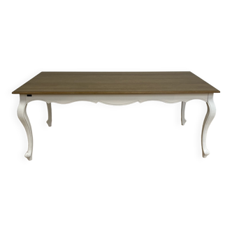 Oak dining table, white legs, 10 covers