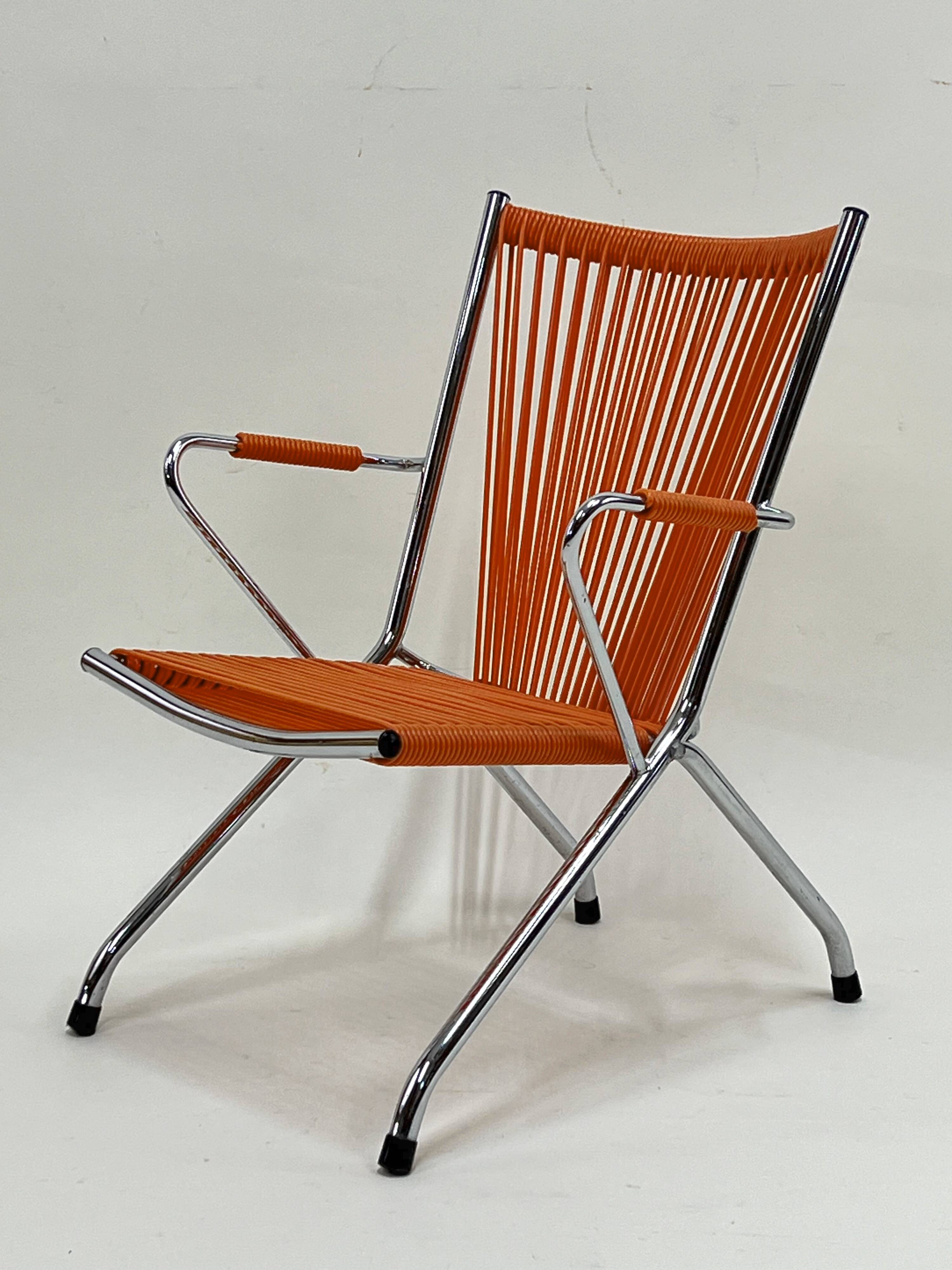 "Scoubidou" Orange Vintage 60's Folding Child's Armchair Chair