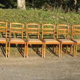 Set of six chairs with fabric tops