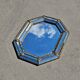 Octagonal Hollywood Regency Mirror with Floral Brass Accents, 1970s