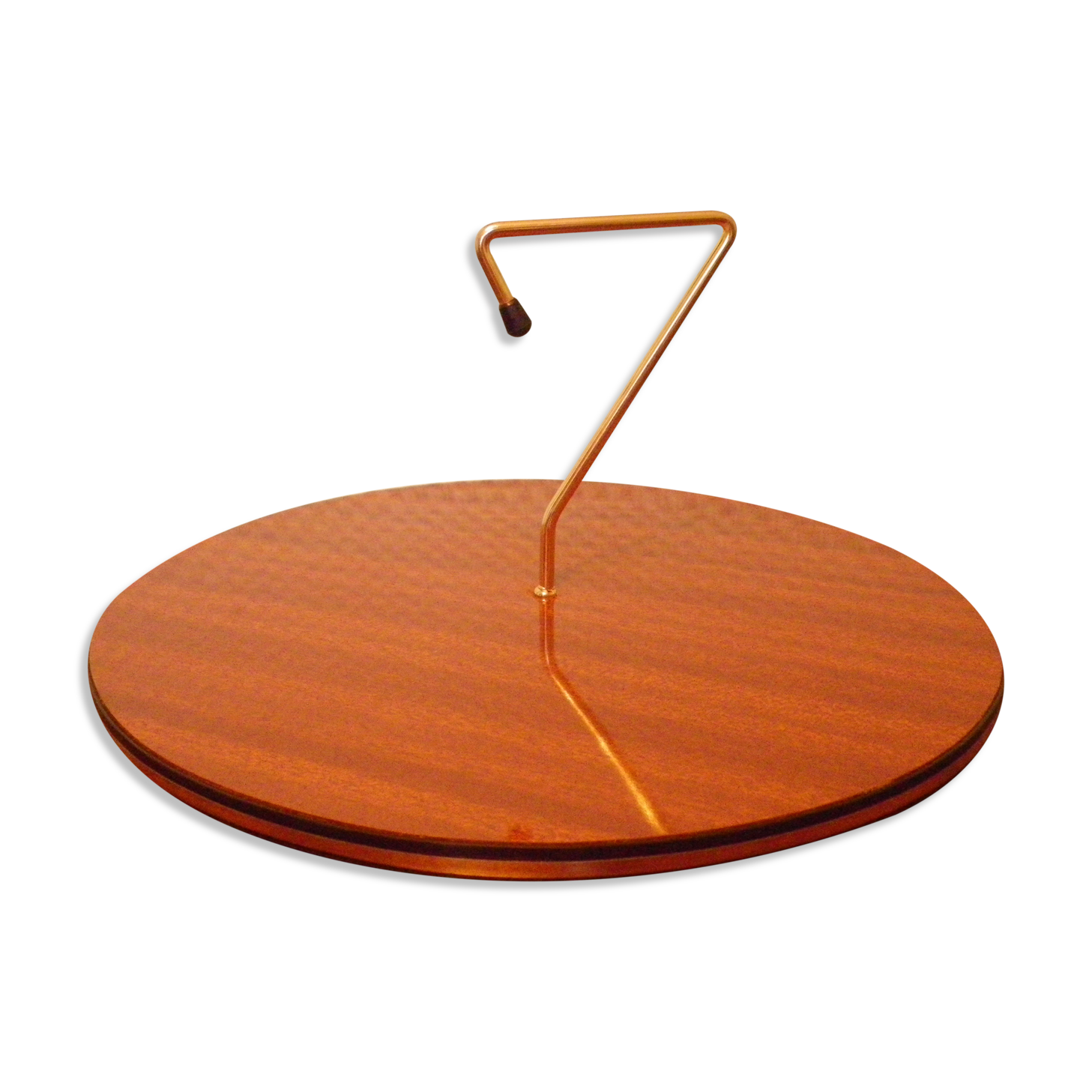 Serving dish, cheese platter in formica and golden metal