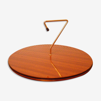 Serving dish, cheese platter in formica and golden metal