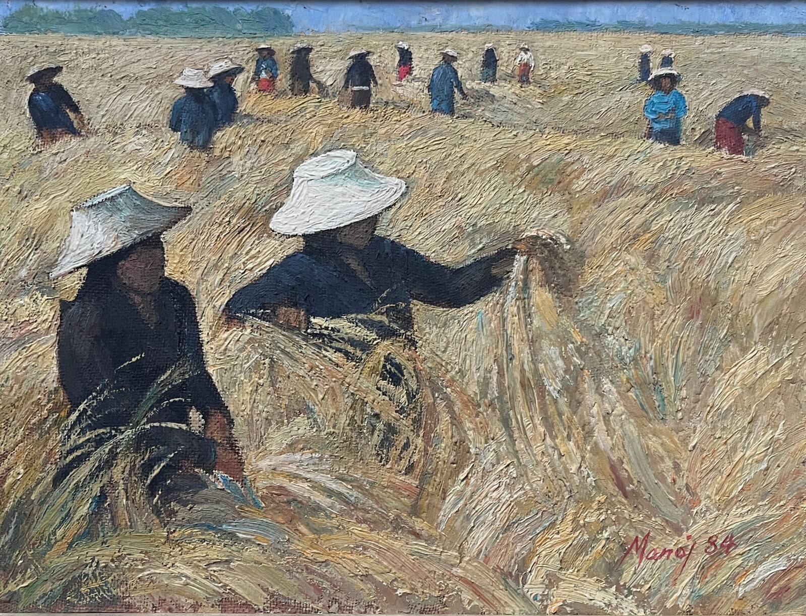 Tableau HSP "Harvest Landscape of Vietnam" signed ManoJ 1984