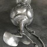 Ewer, Mauro Manetti art foundry, floral embossed decoration and bird's head handle