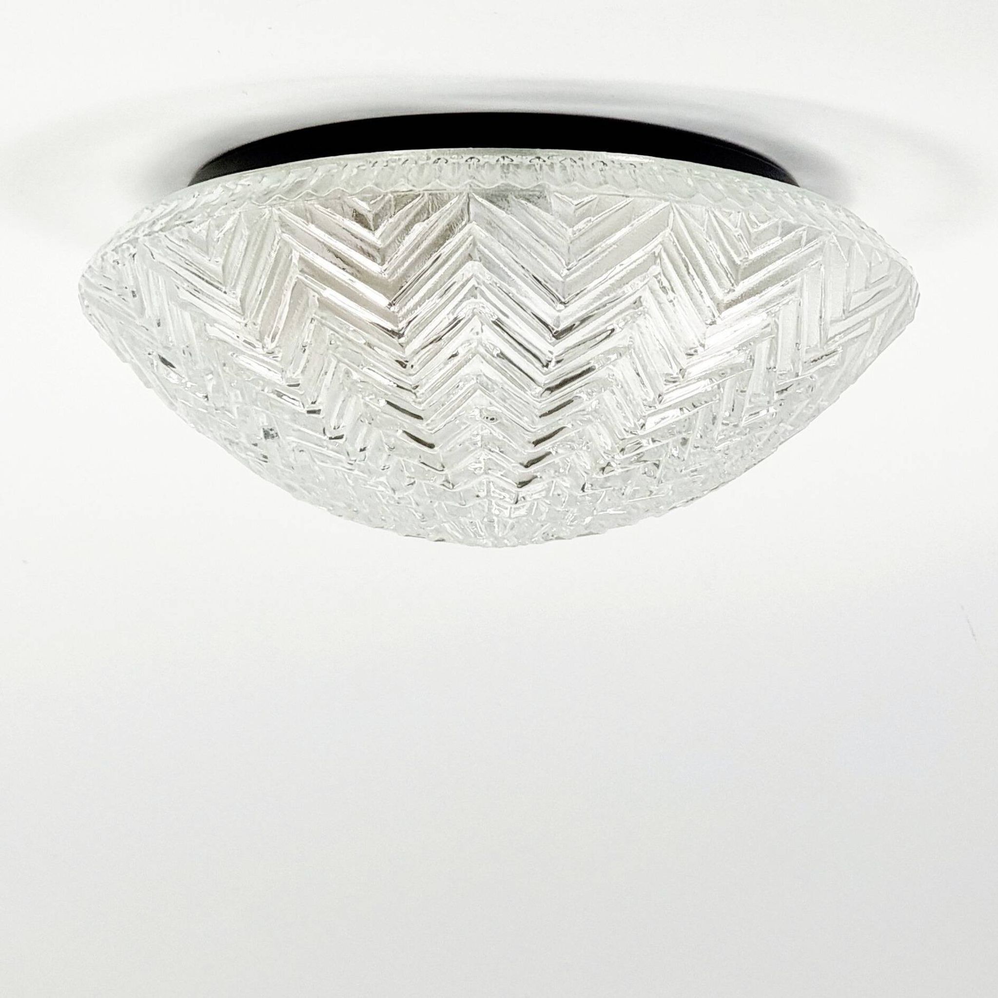 Pair of Geometric Transparent Glass Ceiling Lights from Limburg, Germany, 1970s
