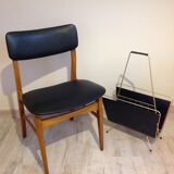 Magazine holder in gold metal and black / vintage dressing 60s-70s