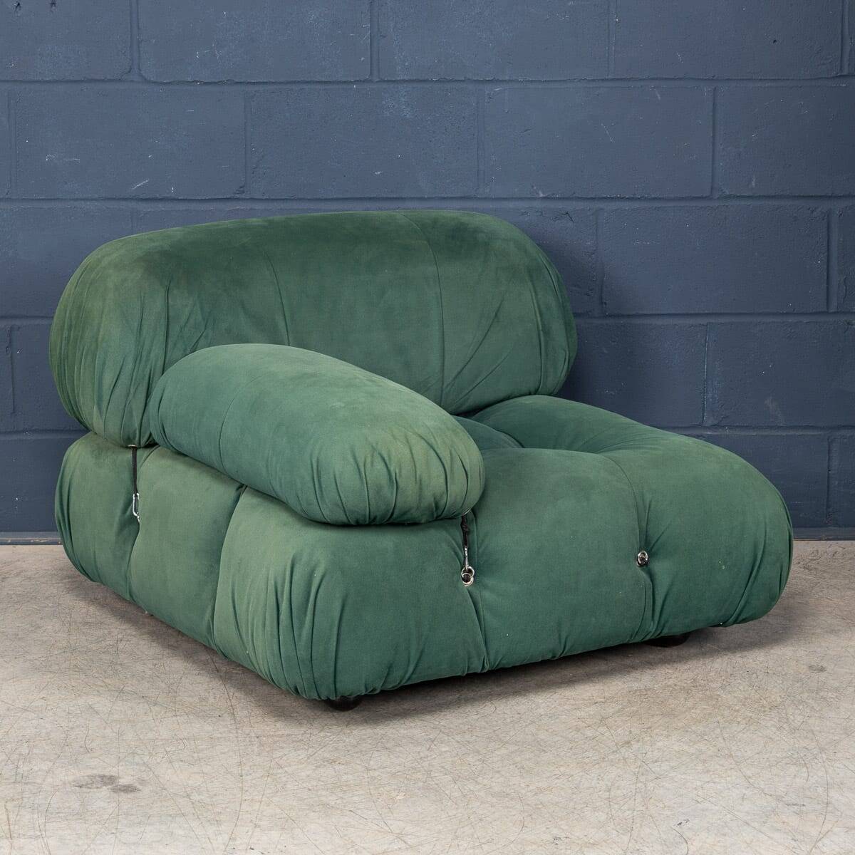 Vintage 20thc "camaleonda" green fabric armchair by mario bellini for c&b