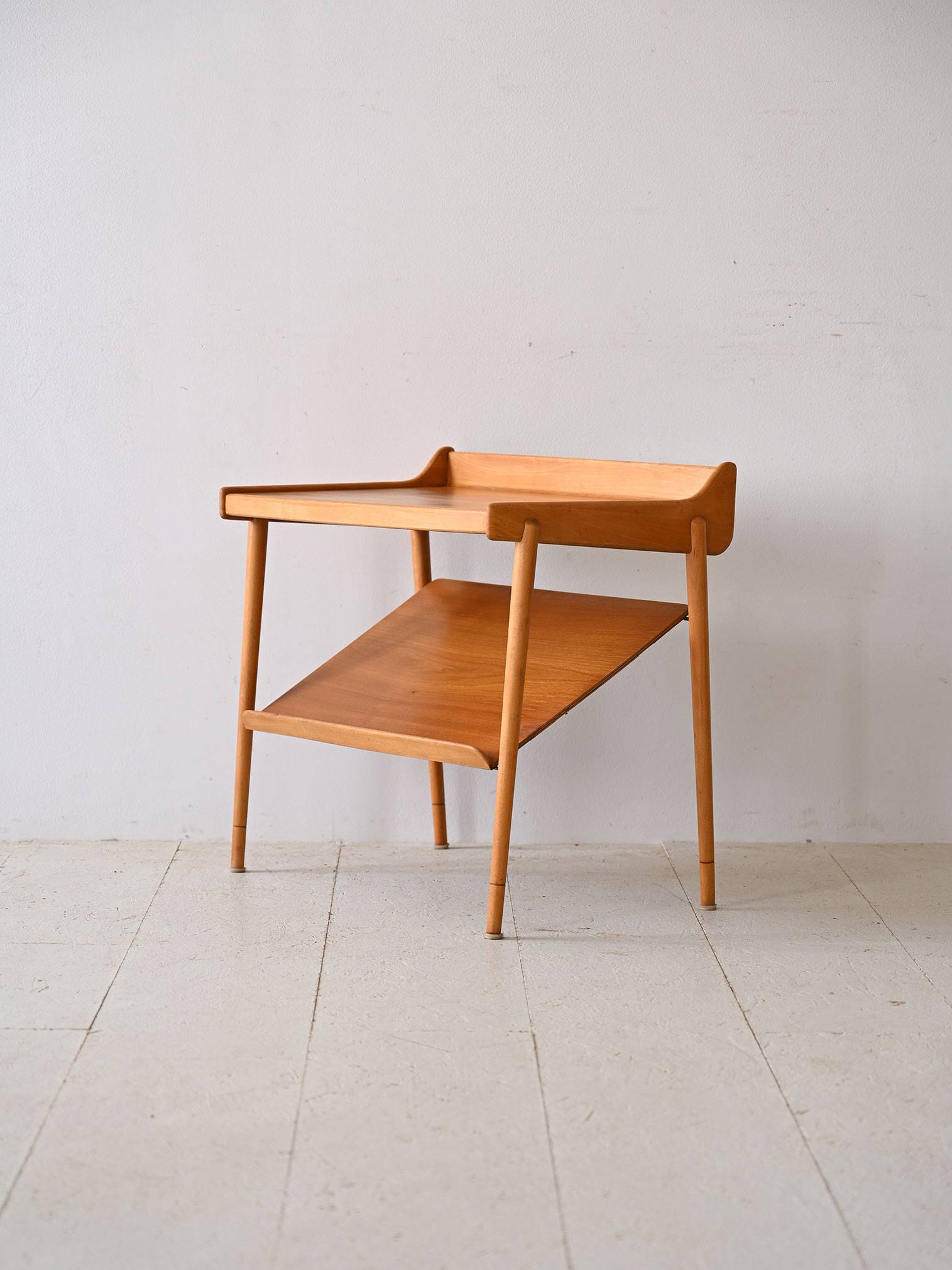 Vintage oak nightstand with magazine rack top