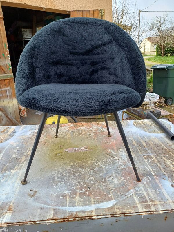Fauteuil Vintage Moumoute Noire