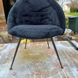 Vintage Black Sheepskin Armchair