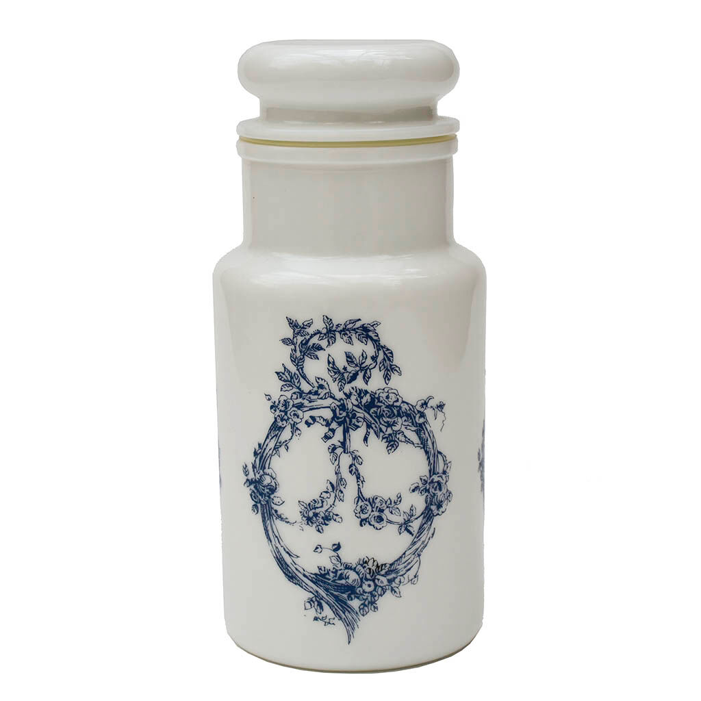 Lot 7 pots en verre d’opale blanc avec couvercle hermétique vintage