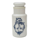 Lot 7 white opal glass jars with vintage airtight lid