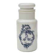 Lot 7 white opal glass jars with vintage airtight lid