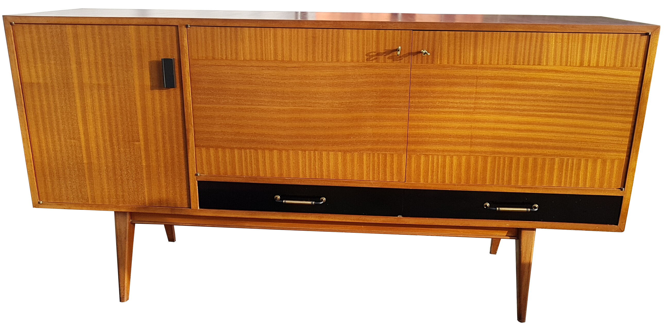 Sideboard in teck and formica black design Charles Ramos