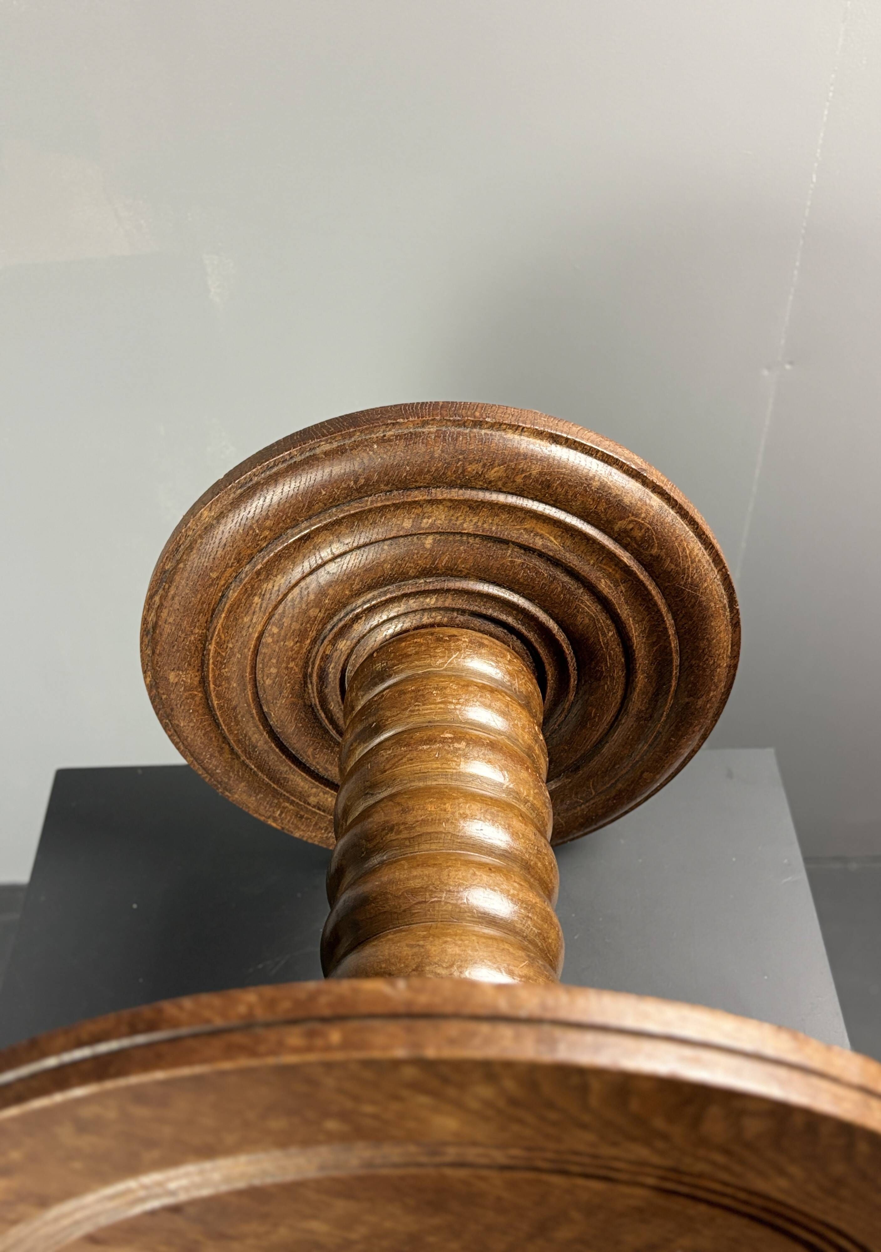 Chunky low wood turned side table in the style of Charles Dudouyt, 1950s