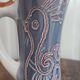 Pitcher signed Margot Plançon Le Mont-Dore Double-sided decoration from the 50s