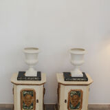 Pair of Capuani Este Vases in white lacquered ceramic, Italy '900