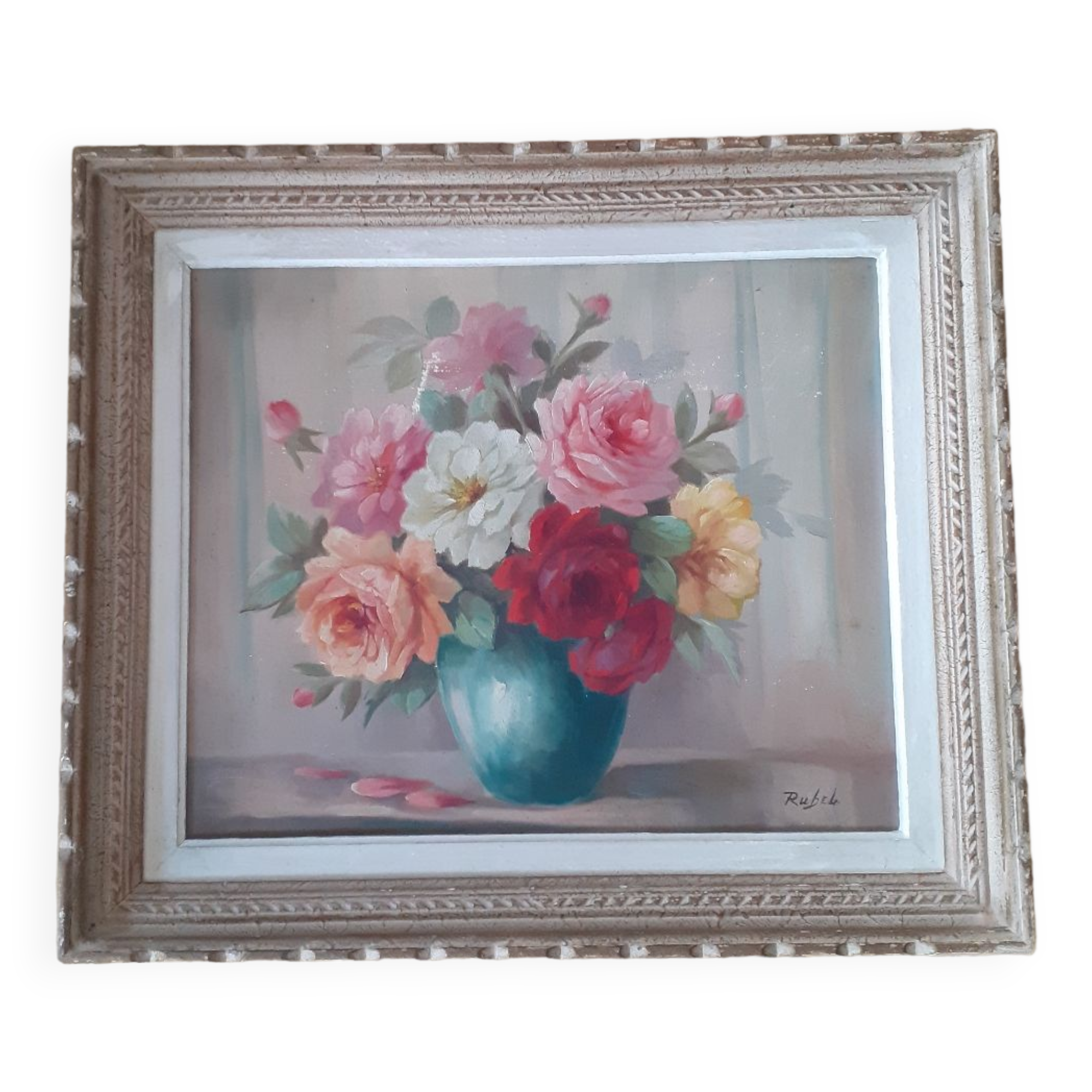 Tableau nature morte bouquet de roses