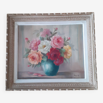 Tableau nature morte bouquet de roses