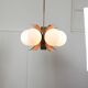 Vintage Italian Copper and Opaline Chandelier, 1970s