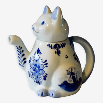 Théière chat en céramique Delfts