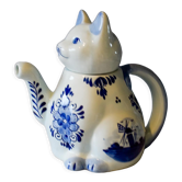 Théière chat en céramique Delfts