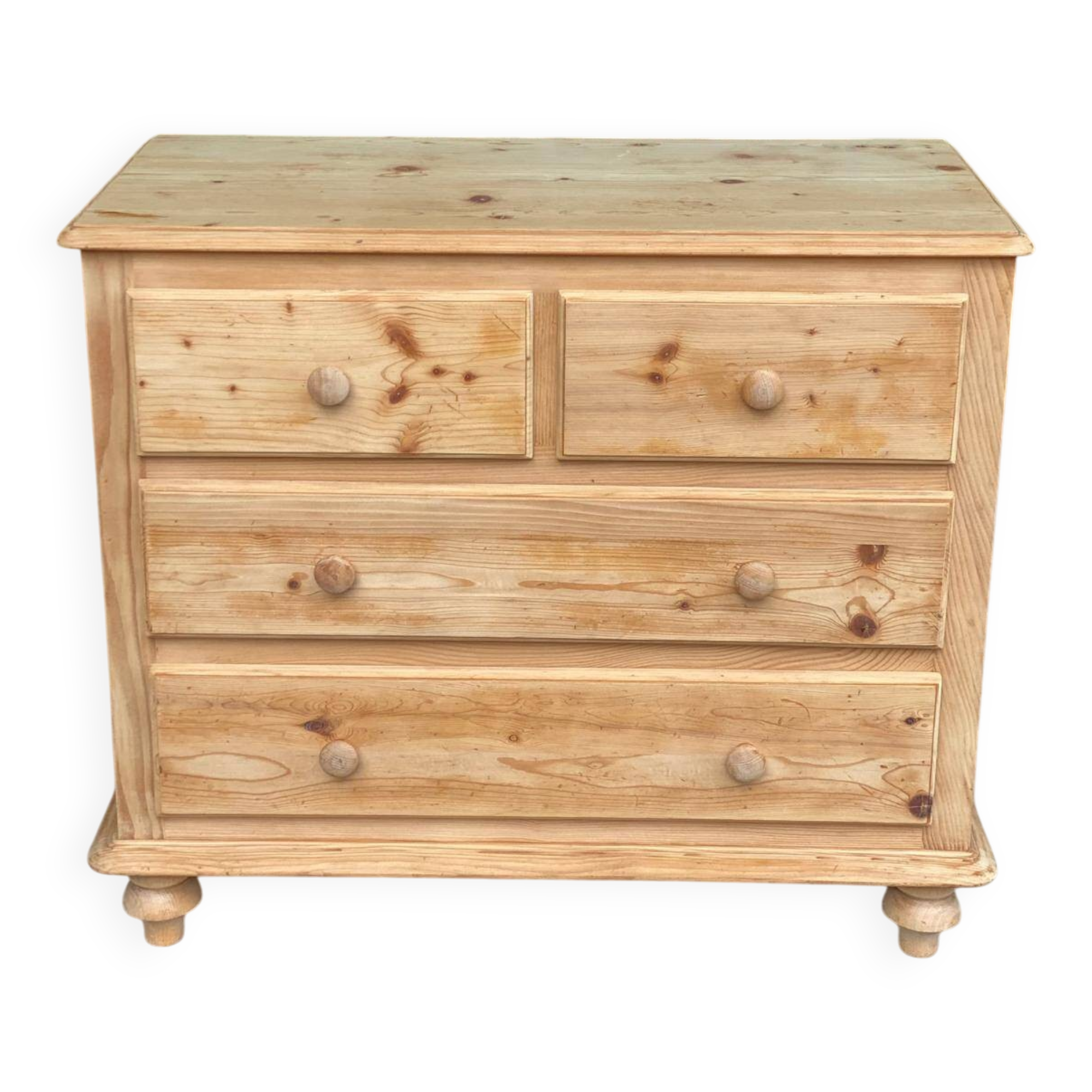 Commode anglaise rénovée en bois massif 1970