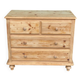 Commode anglaise rénovée en bois massif 1970