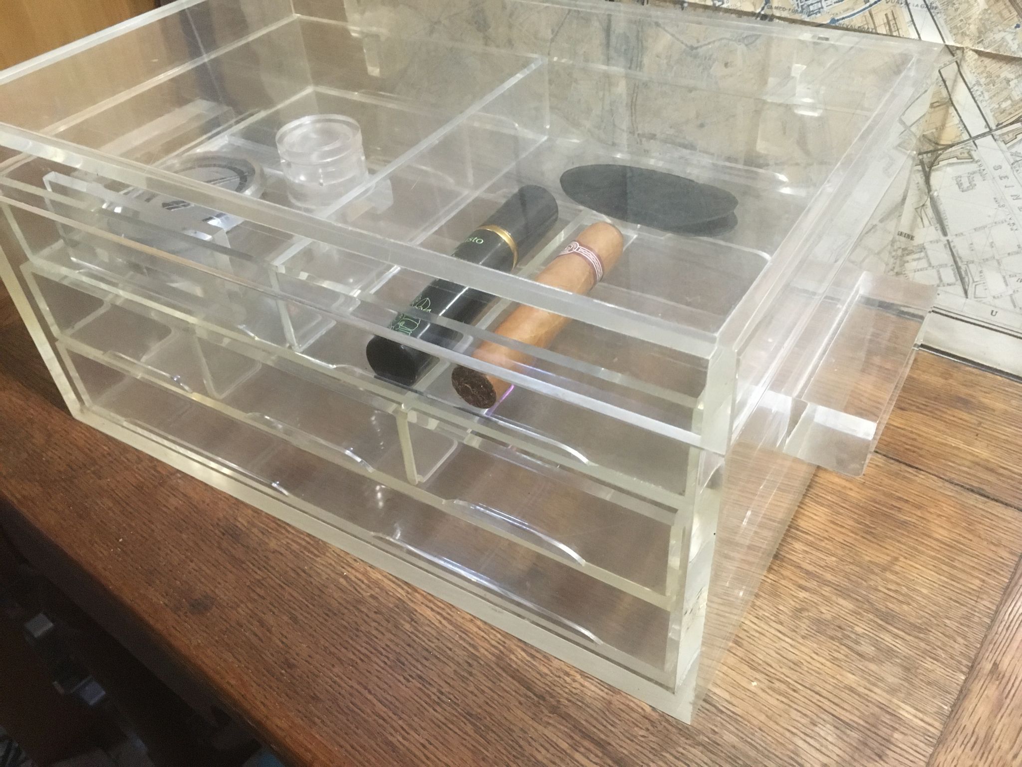Vintage Plexiglas cigar cellar