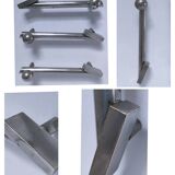 three art deco bronze handles silver tone cover