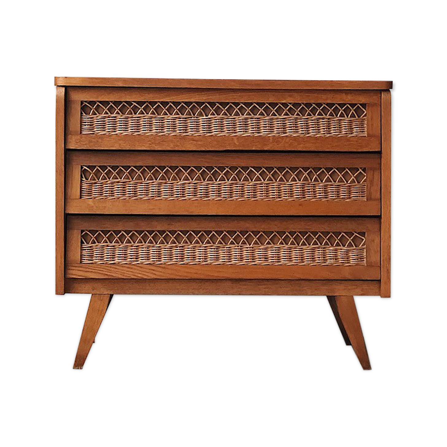 Commode vintage avec rotin