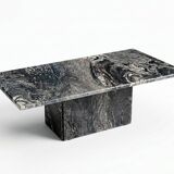 Sculptural coffee table in black and grey marble, postmodern design, years.