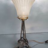 Art Deco lamp from the 1930s in metal and glass.