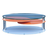 Antoine Motard designer swivel tempered glass coffee table