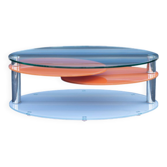 Table basse design en verre trempée pivotante Antoine Motard