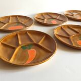 6 assiettes compartimentées vintage
