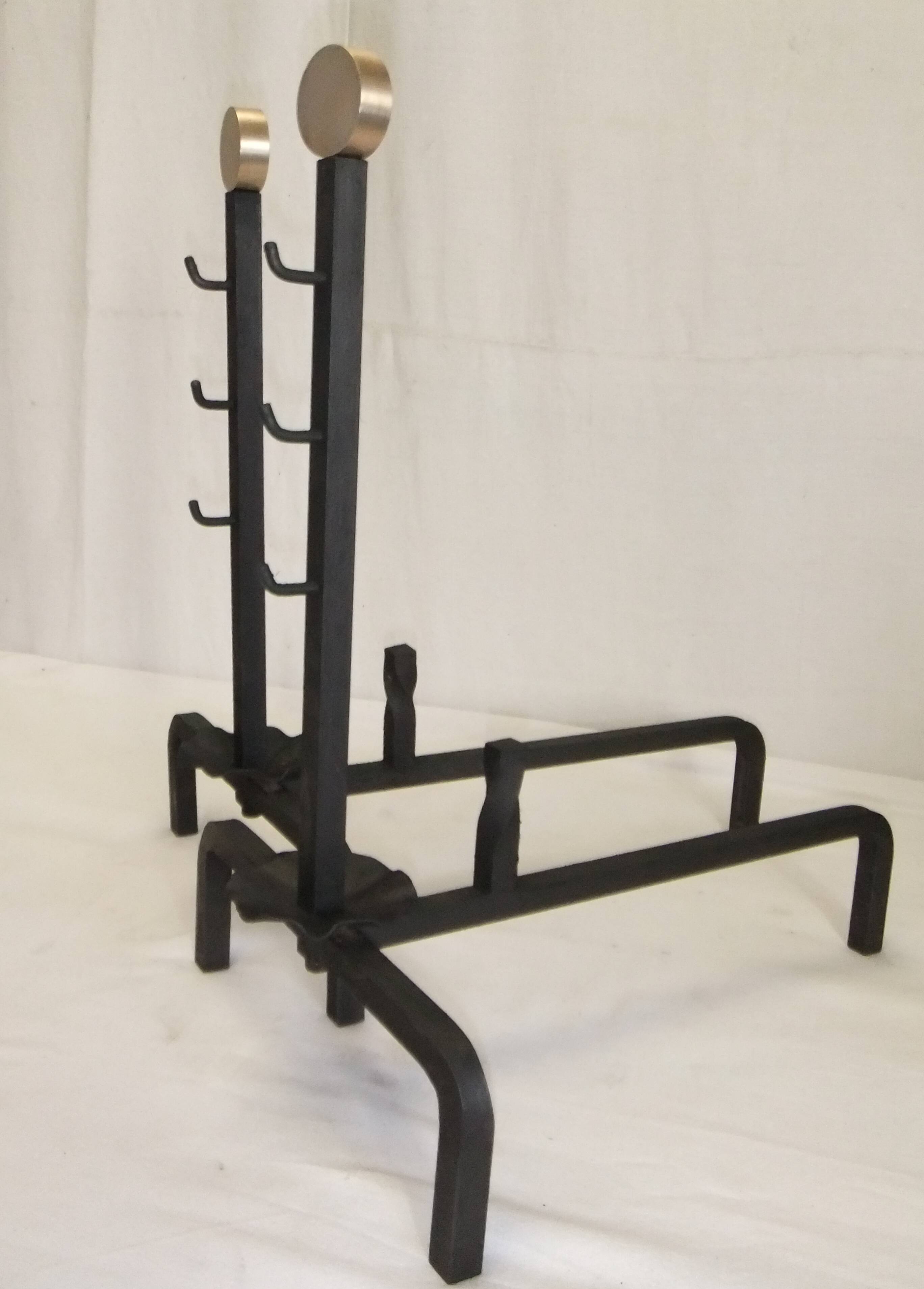 Bronze cast iron firewood fireplace accessory andier spit grill
