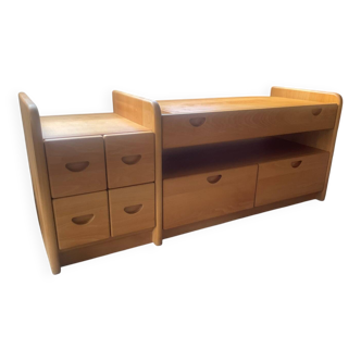 Danish TV cabinet in solid beech from the 70s-80s