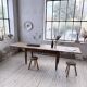 Solid oak farmhouse table with integrated extensions 1950