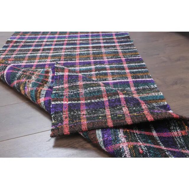 Vintage Turkish Hand-Knotted Wool Cotton Pink Kilim Runner Rug 83x220