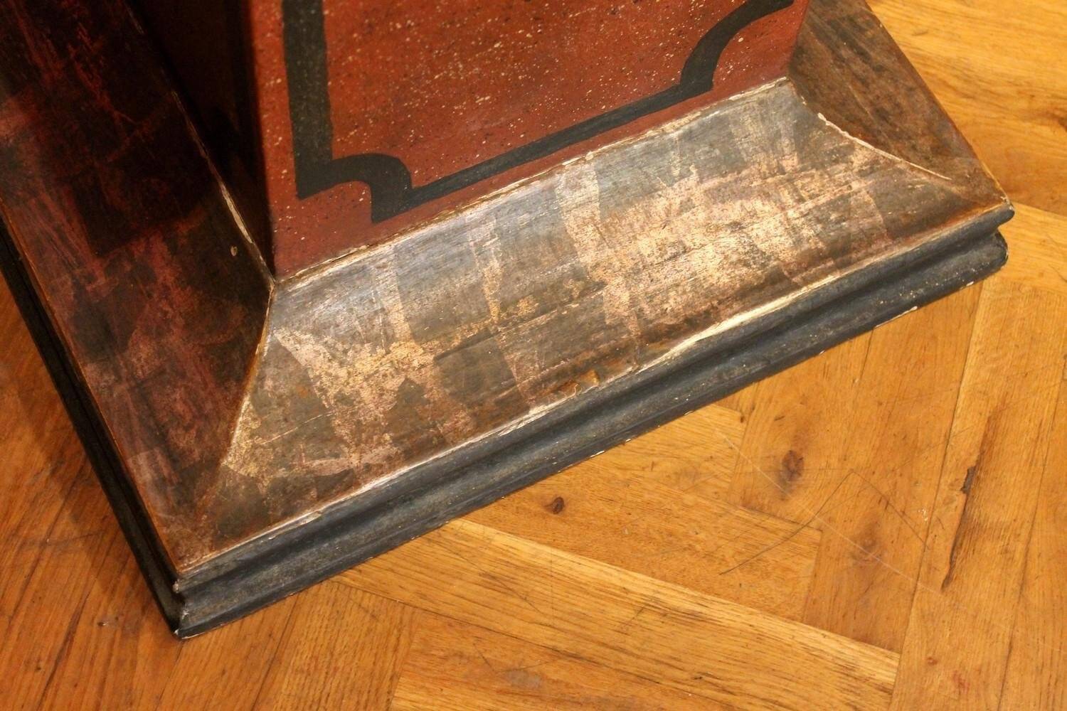 19th Century Italian Faux Marble Lacquer Architectural Pedestals or Columns, Set of 2