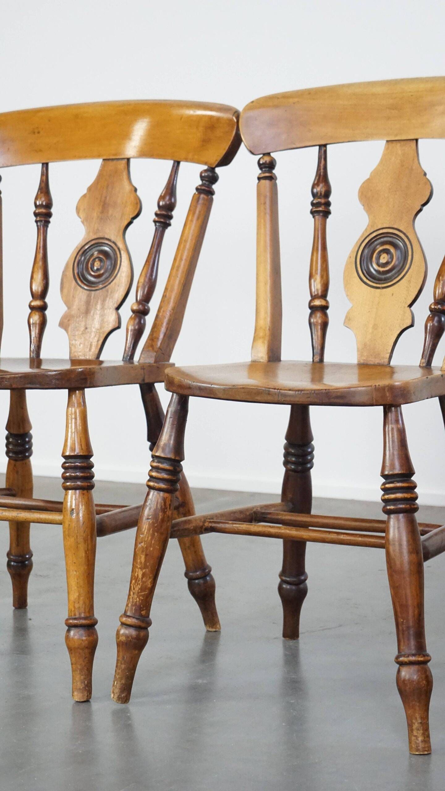 Antique set of 4 wooden dining chairs from the 19th century