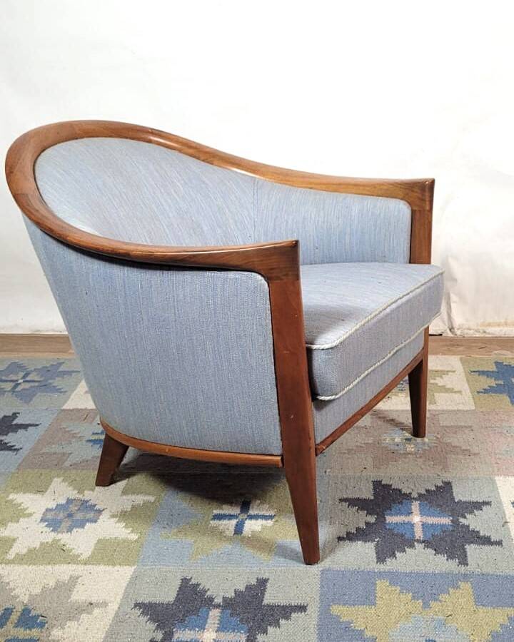 Vintage Scandinavian 3-seater sofa in walnut, Bertil Fridhagen, stamped Bröderna Anderssons.
