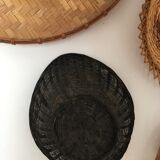 Wall composition of seven baskets and wicker trays