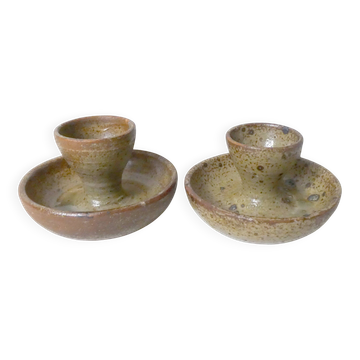 2 vintage stoneware egg cups
