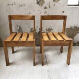 Duo of les arcs mountain pine chairs
