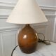 Stoneware lamp and linen lampshade 50s-60s