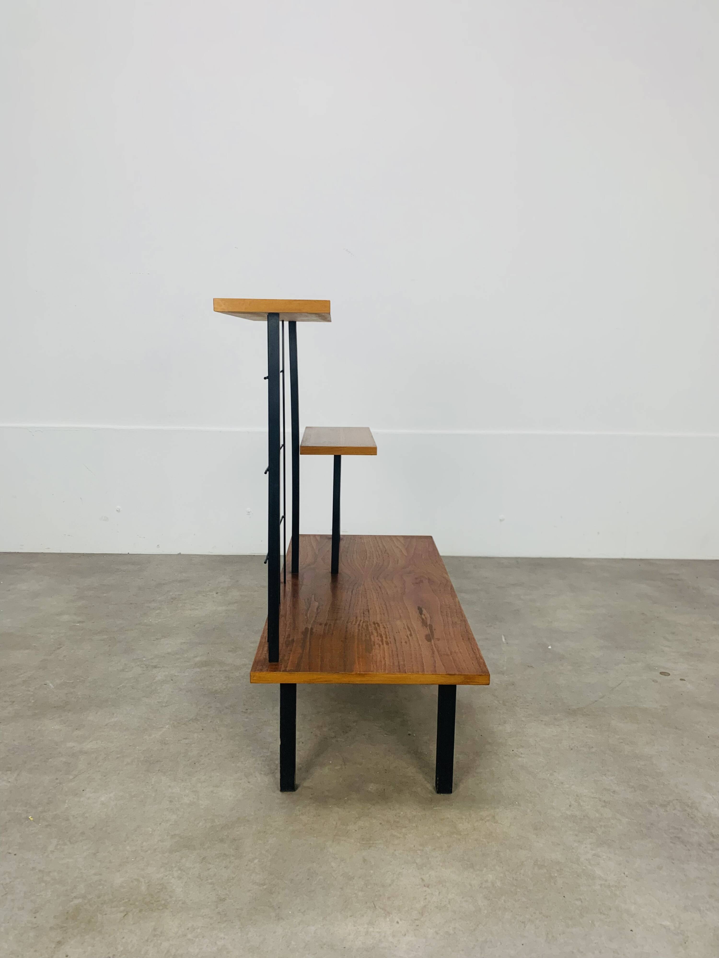 50s asymmetrical plant shelf, teak